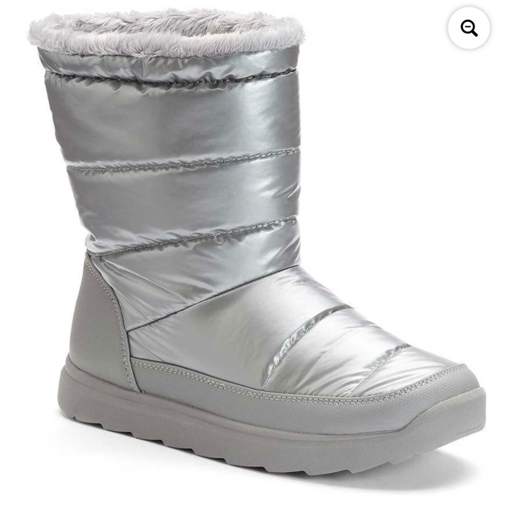 tek gear Silver Metallic Quilted Faux-Fur Ankle Boots